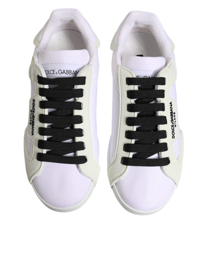 Zapatillas bajas de piel y nailon blancas