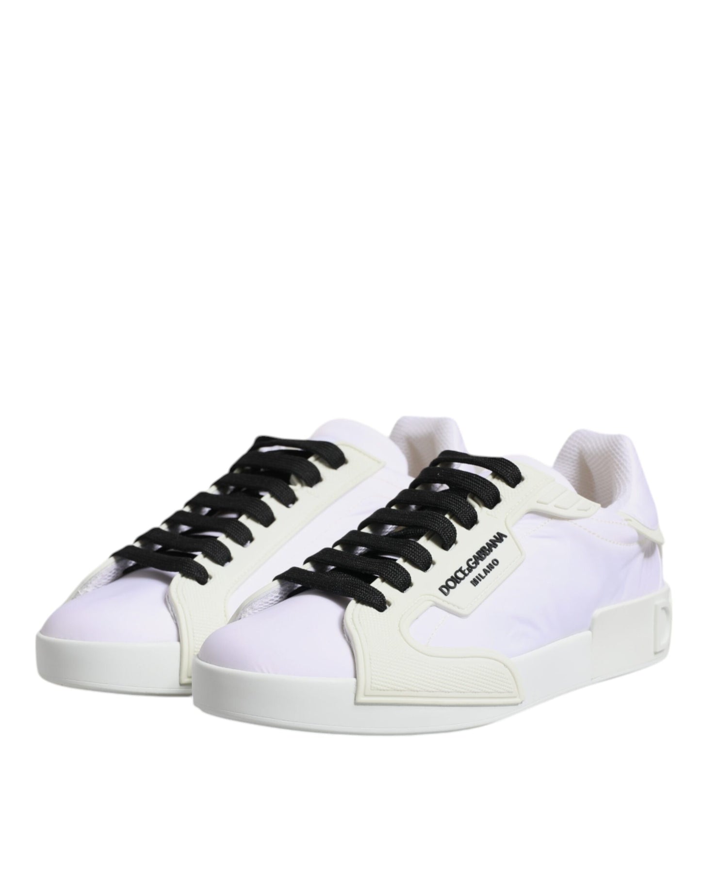 Zapatillas bajas de piel y nailon blancas