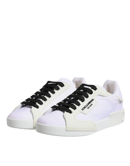 Zapatillas bajas de piel y nailon blancas