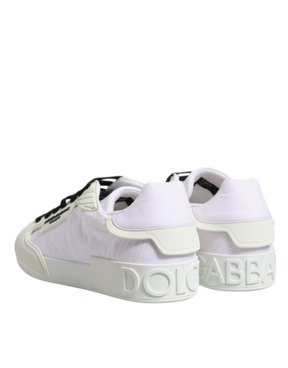 Zapatillas bajas de piel y nailon blancas