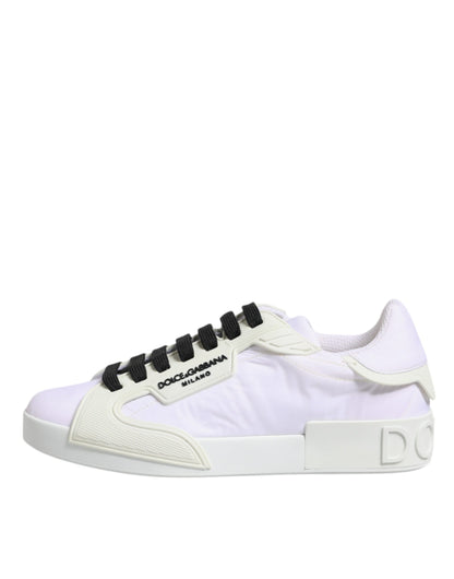Zapatillas bajas de piel y nailon blancas