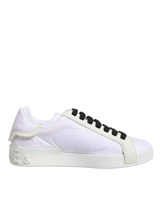 Zapatillas bajas de piel y nailon blancas