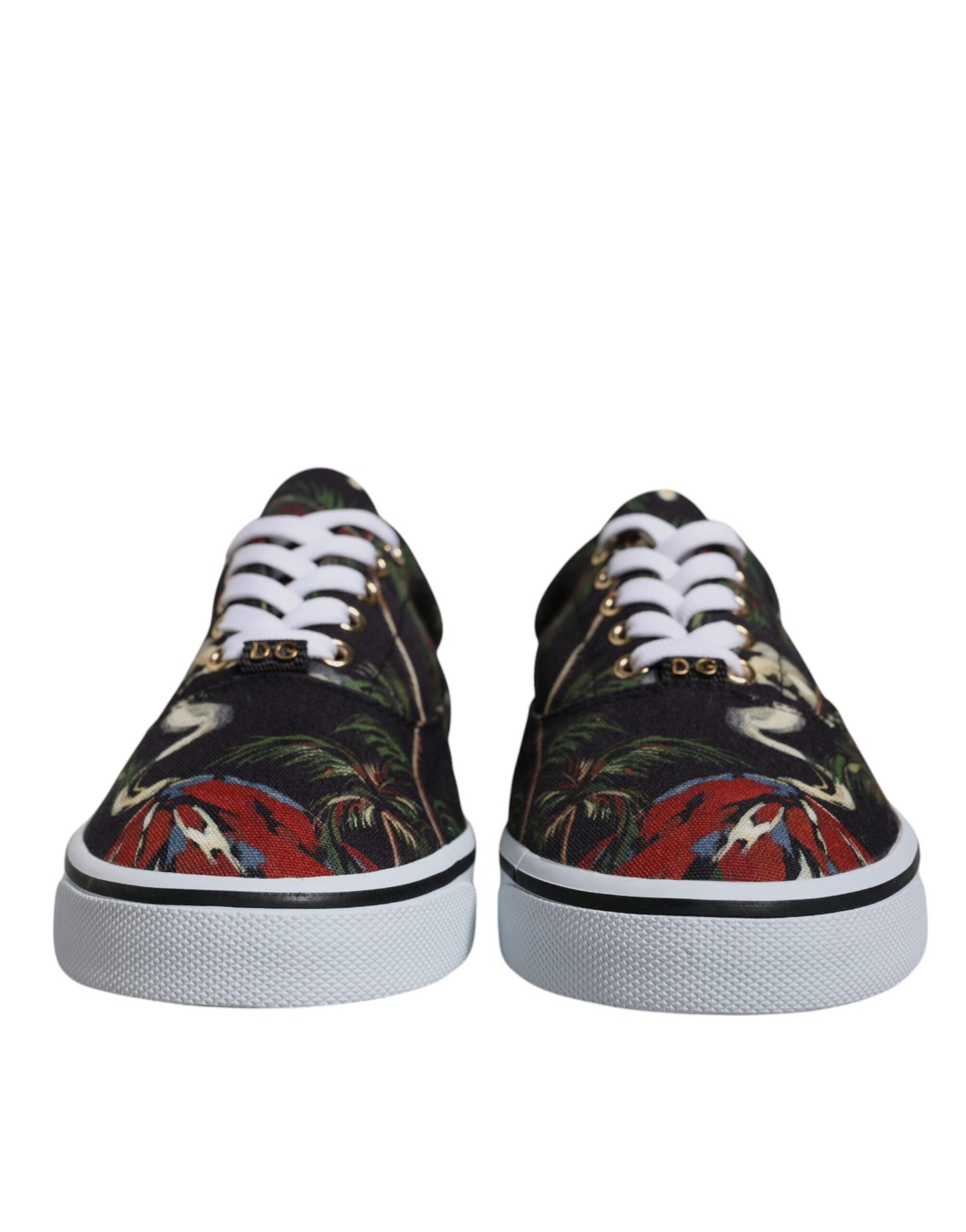 Zapatillas bajas negras con estampado tropical