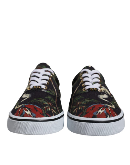 Zapatillas bajas negras con estampado tropical