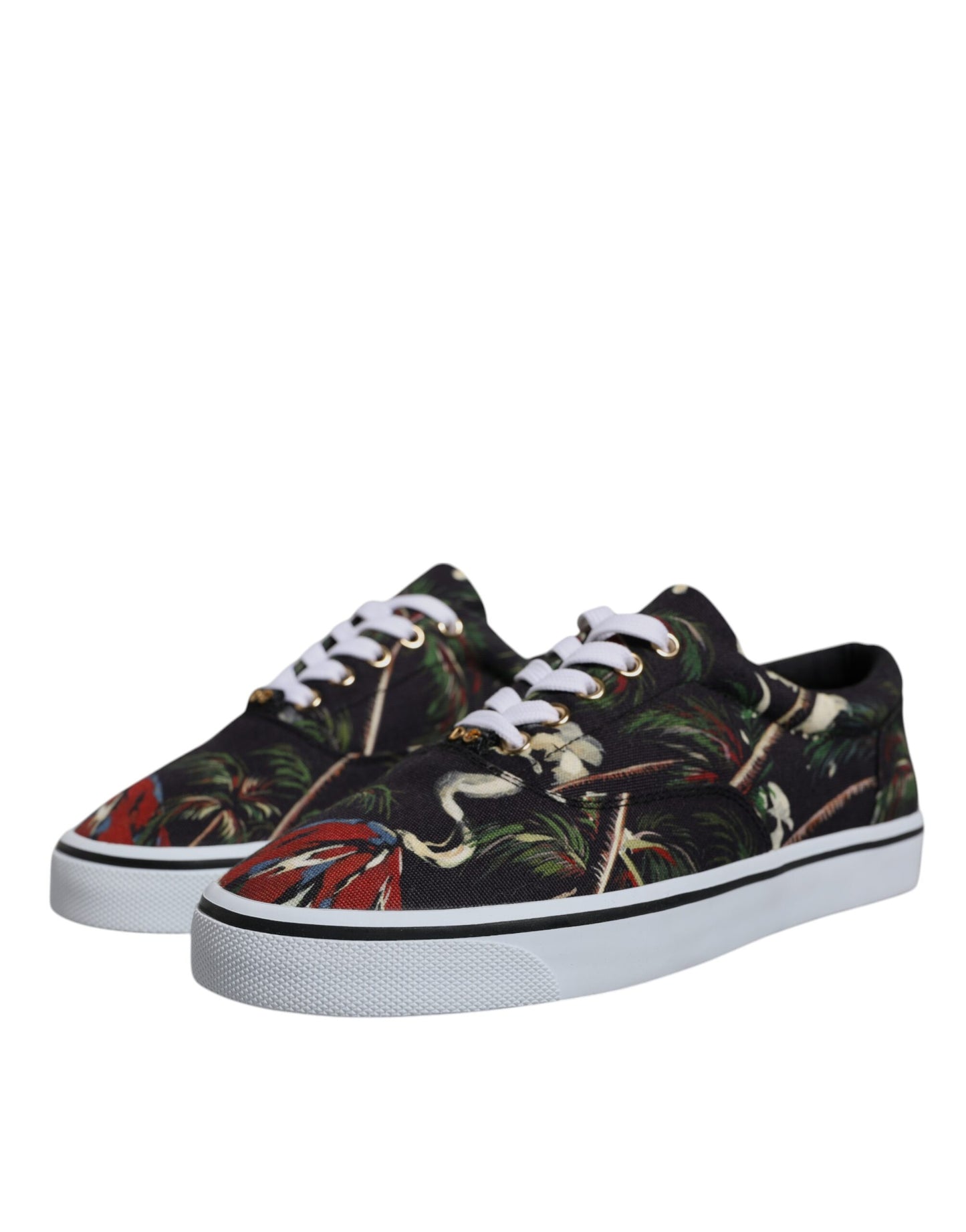 Zapatillas bajas negras con estampado tropical