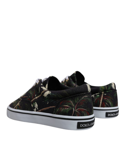 Zapatillas bajas negras con estampado tropical
