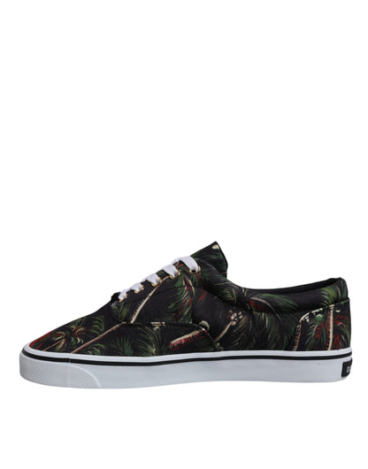 Zapatillas bajas negras con estampado tropical