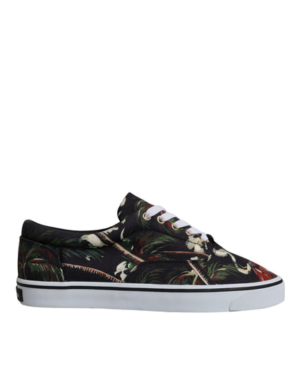 Zapatillas bajas negras con estampado tropical
