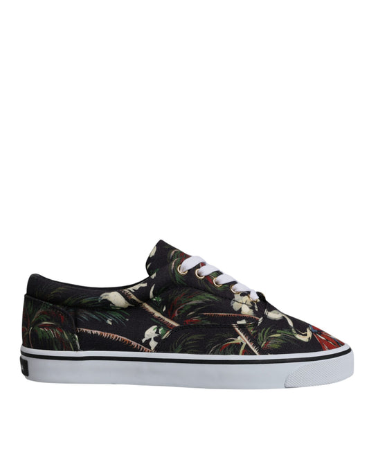 Zapatillas bajas negras con estampado tropical