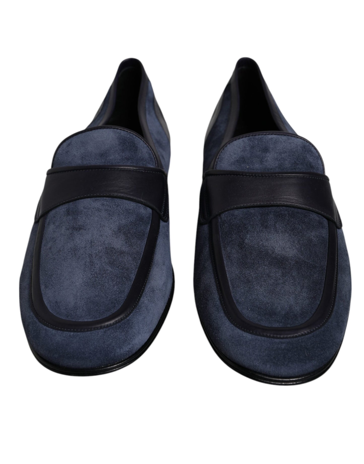 Zapatos de piel de ante azul, mocasines