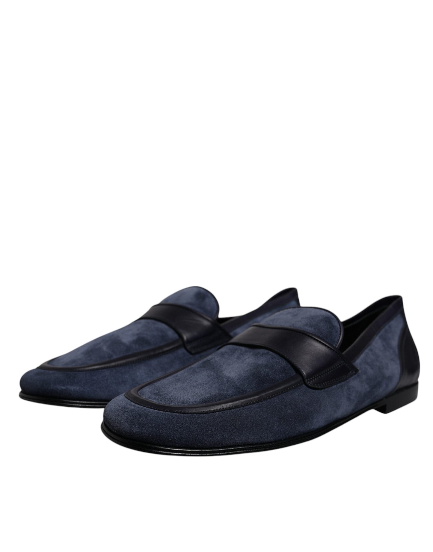 Zapatos de piel de ante azul, mocasines
