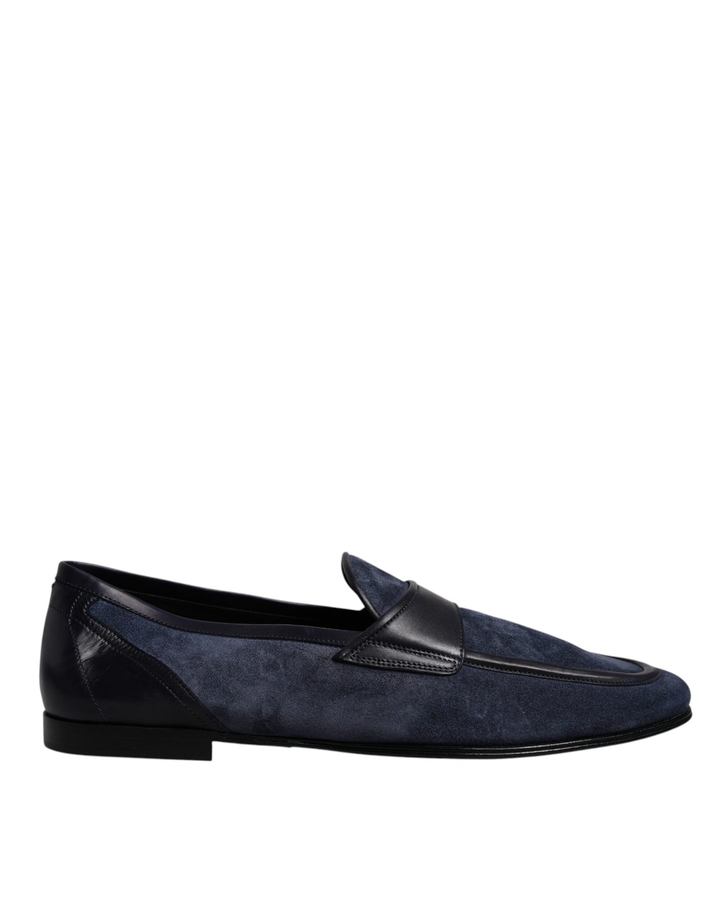Zapatos de piel de ante azul, mocasines