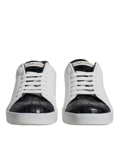 Zapatillas Portofino de piel blanca y negra