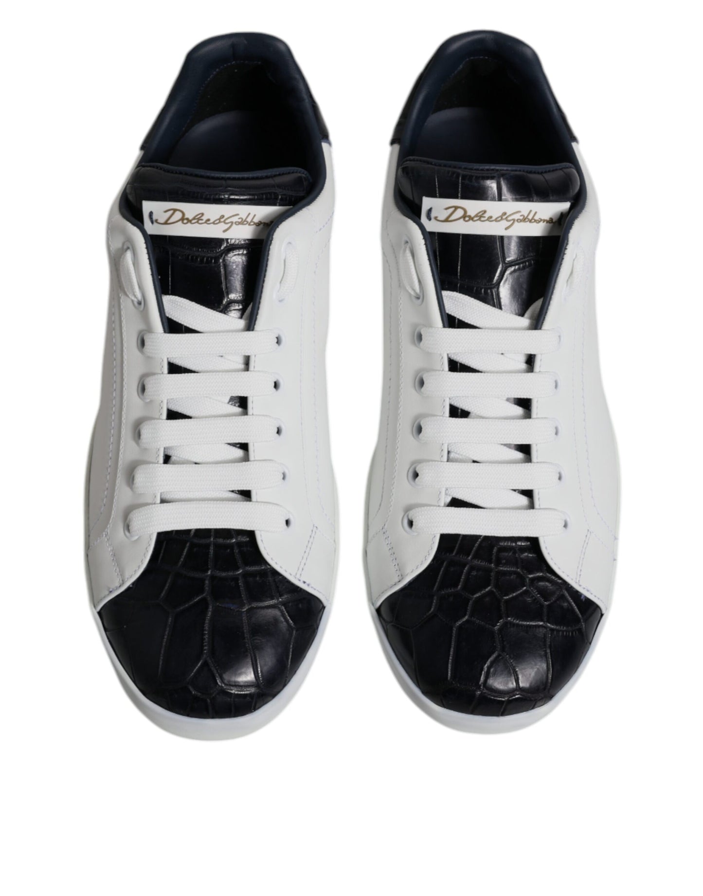 Zapatillas Portofino de piel blanca y negra