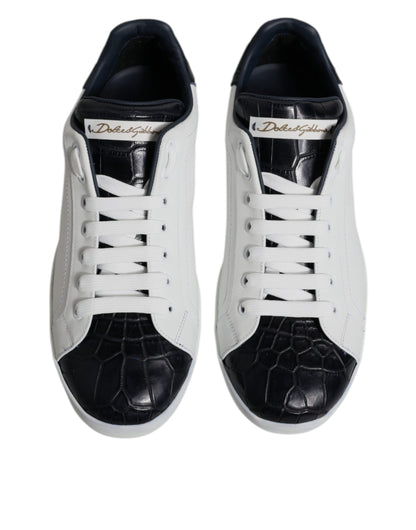 Zapatillas Portofino de piel blanca y negra