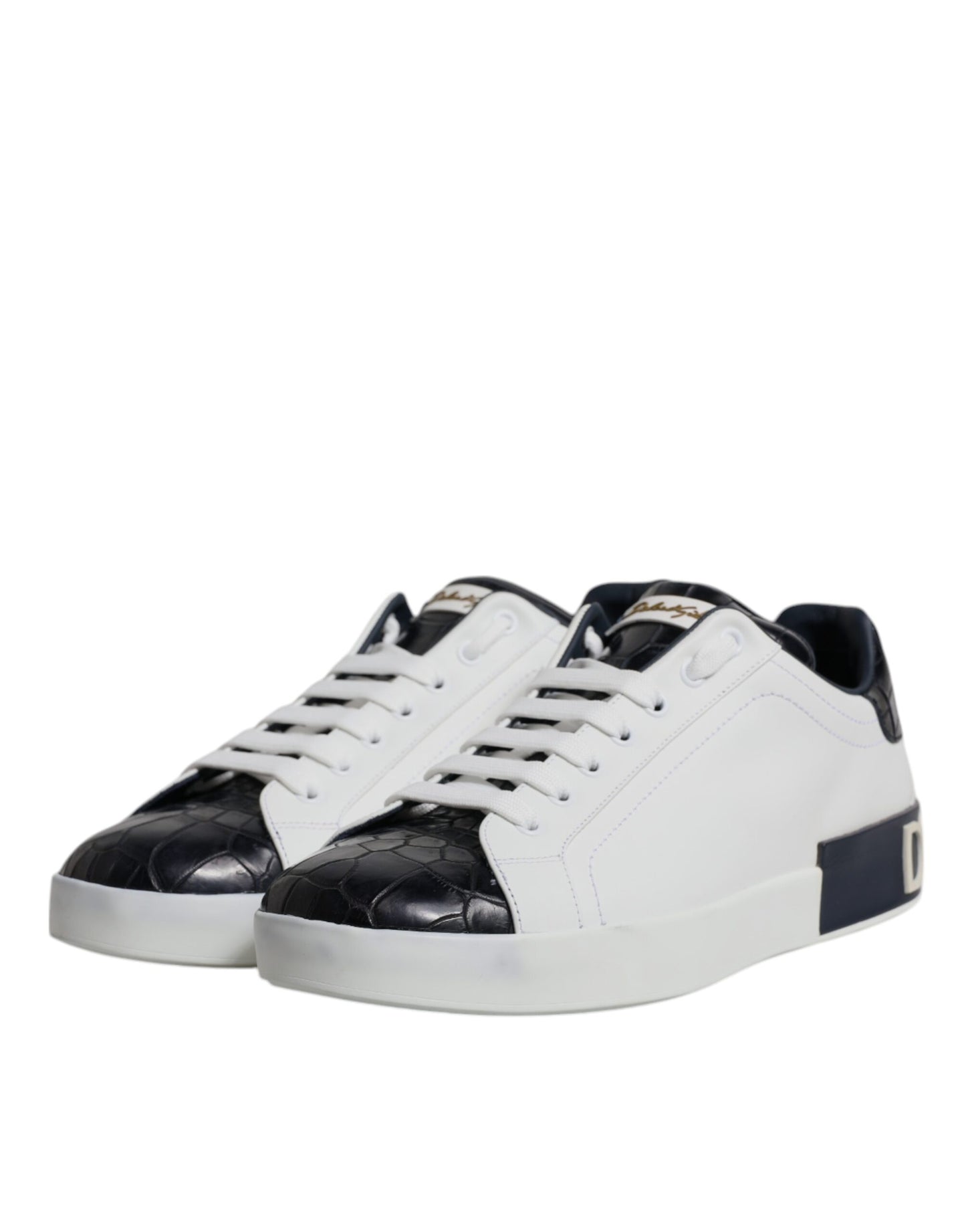 Zapatillas Portofino de piel blanca y negra
