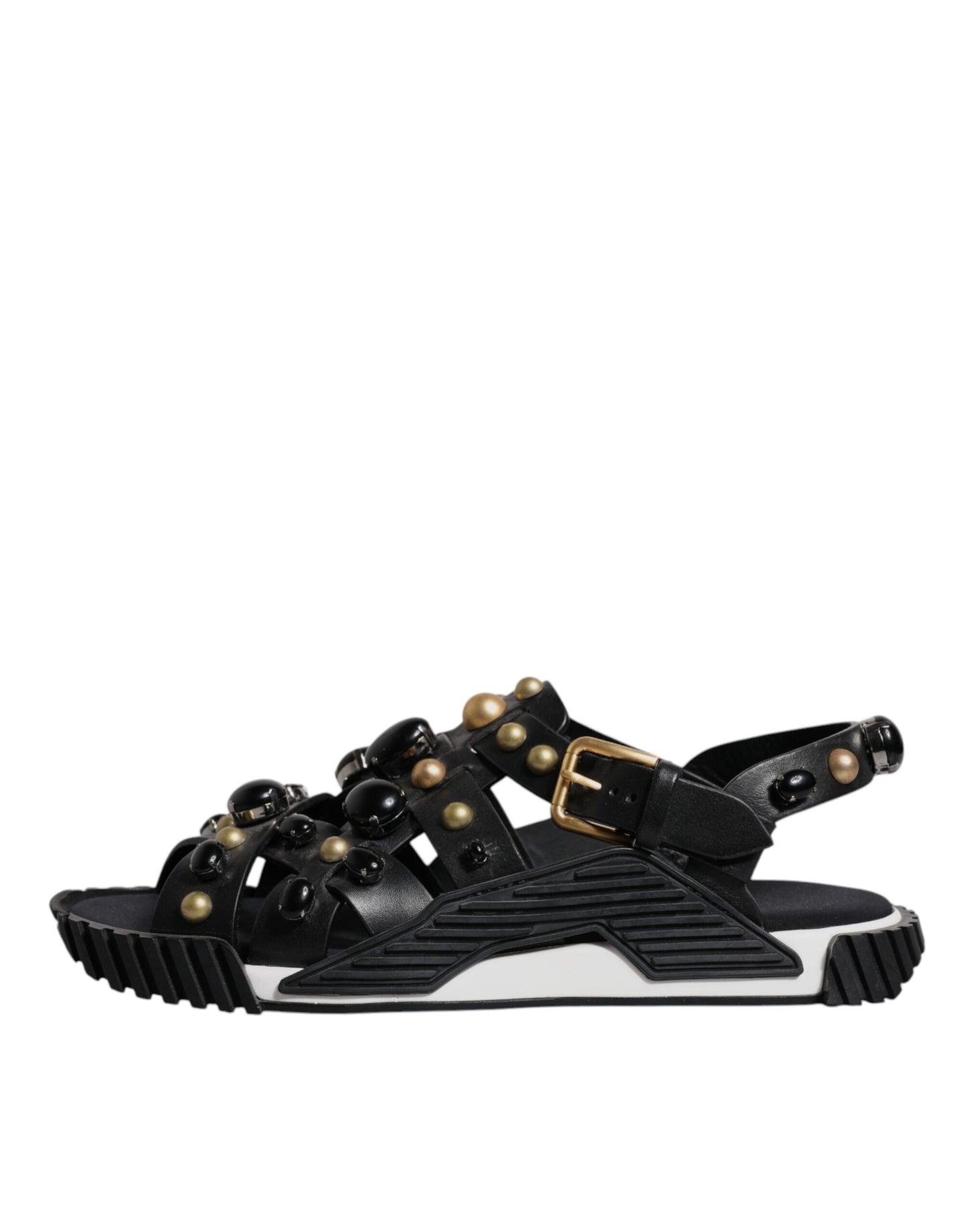 Sandalias de cuero negro con tachuelas
