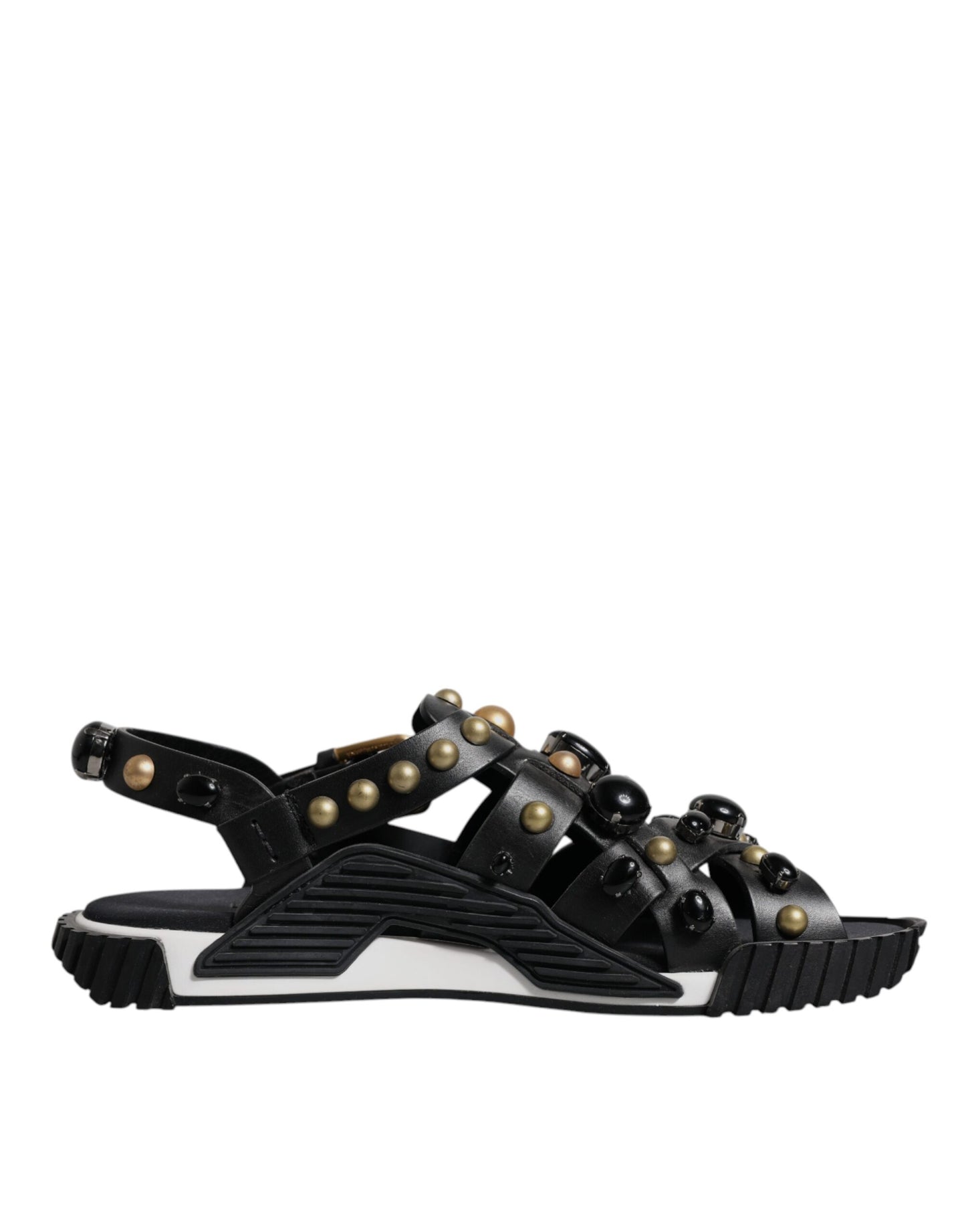 Sandalias de cuero negro con tachuelas