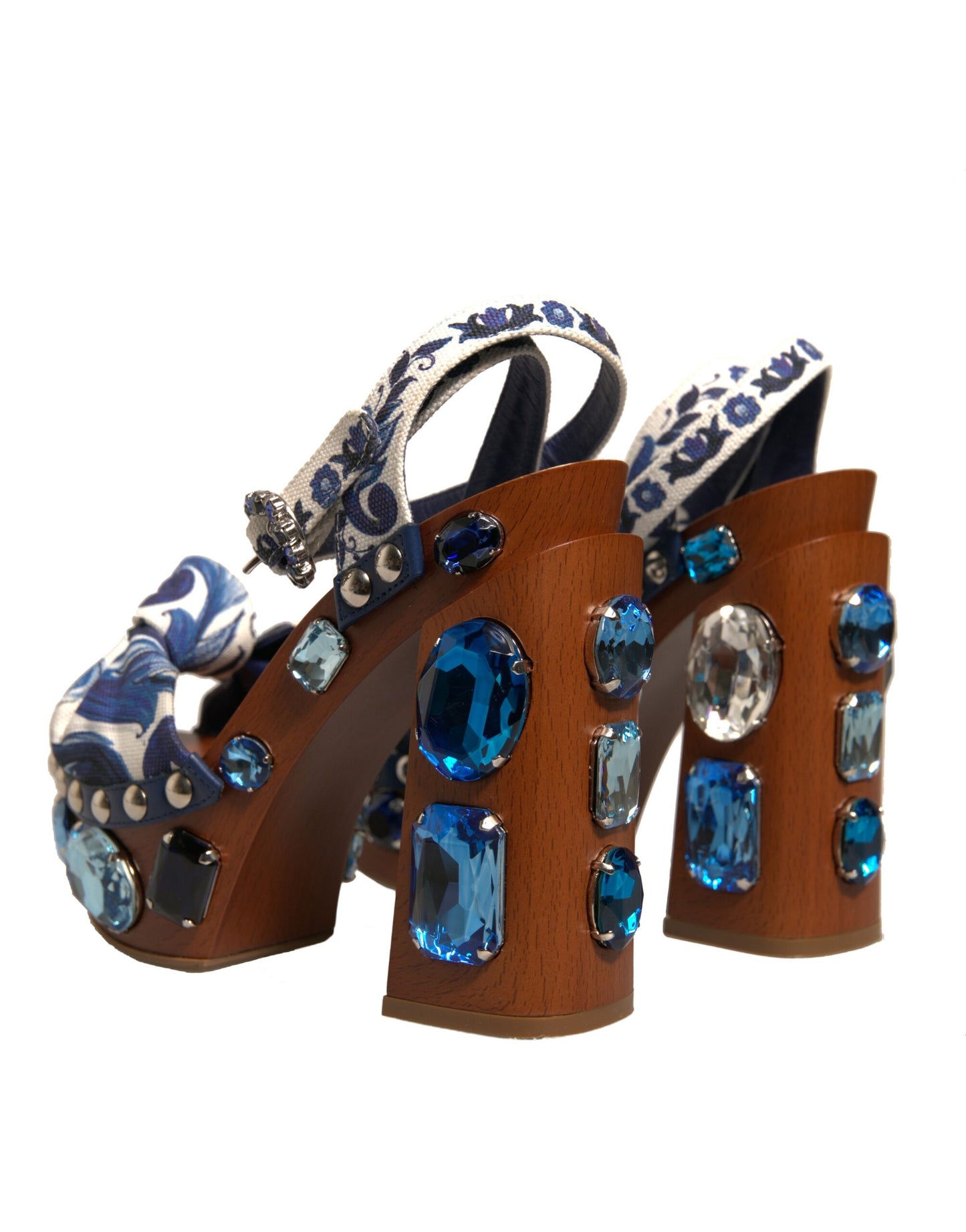 Sandalias de cuña con adornos de mayólica multicolor