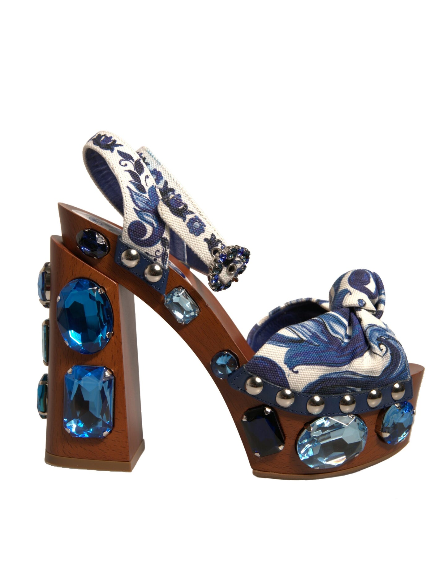 Sandalias de cuña con adornos de mayólica multicolor