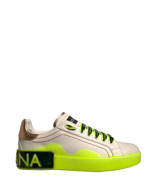 Zapatillas de deporte de piel Portofino blancas y amarillas