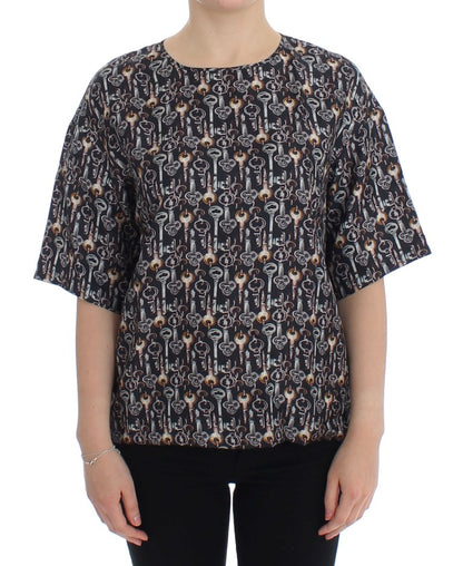 Blusa de seda Sicilia Encantada con estampado de llaves
