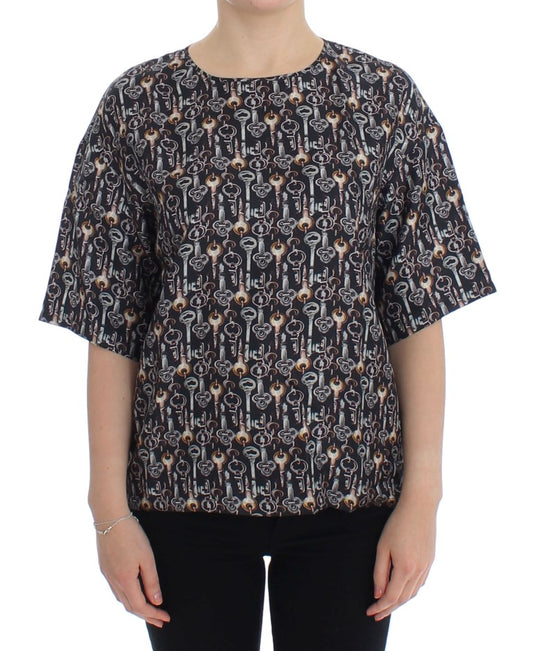 Blusa de seda Sicilia Encantada con estampado de llaves