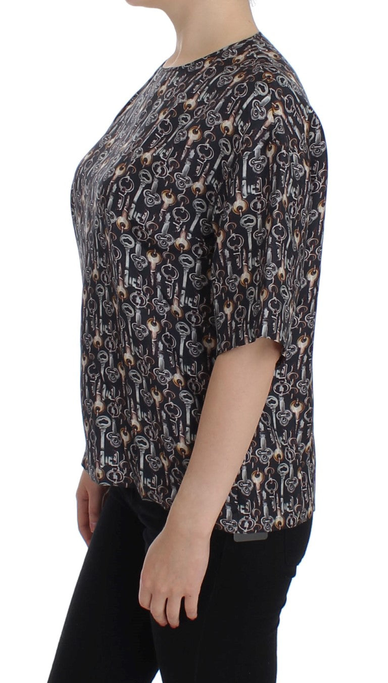 Blusa de seda Sicilia Encantada con estampado de llaves
