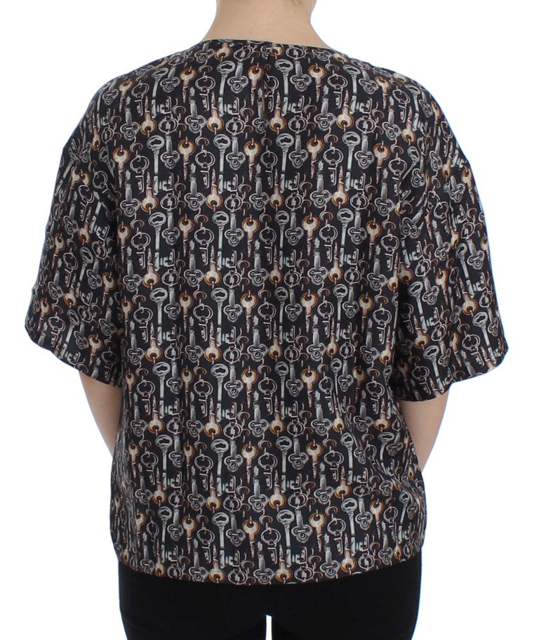 Blusa de seda Sicilia Encantada con estampado de llaves