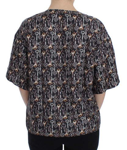 Blusa de seda Sicilia Encantada con estampado de llaves