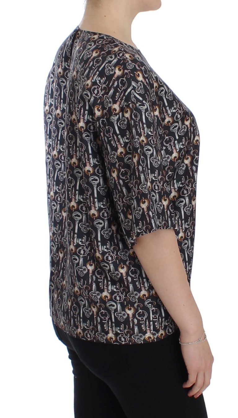 Blusa de seda Sicilia Encantada con estampado de llaves