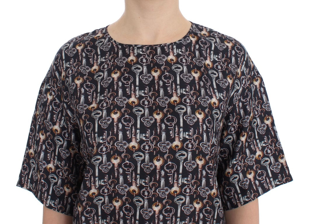 Blusa de seda Sicilia Encantada con estampado de llaves