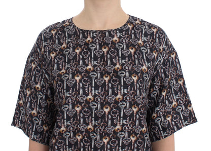 Blusa de seda Sicilia Encantada con estampado de llaves