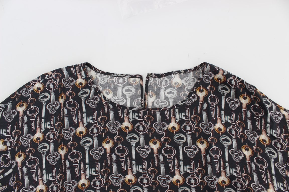 Blusa de seda Sicilia Encantada con estampado de llaves