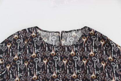Blusa de seda Sicilia Encantada con estampado de llaves