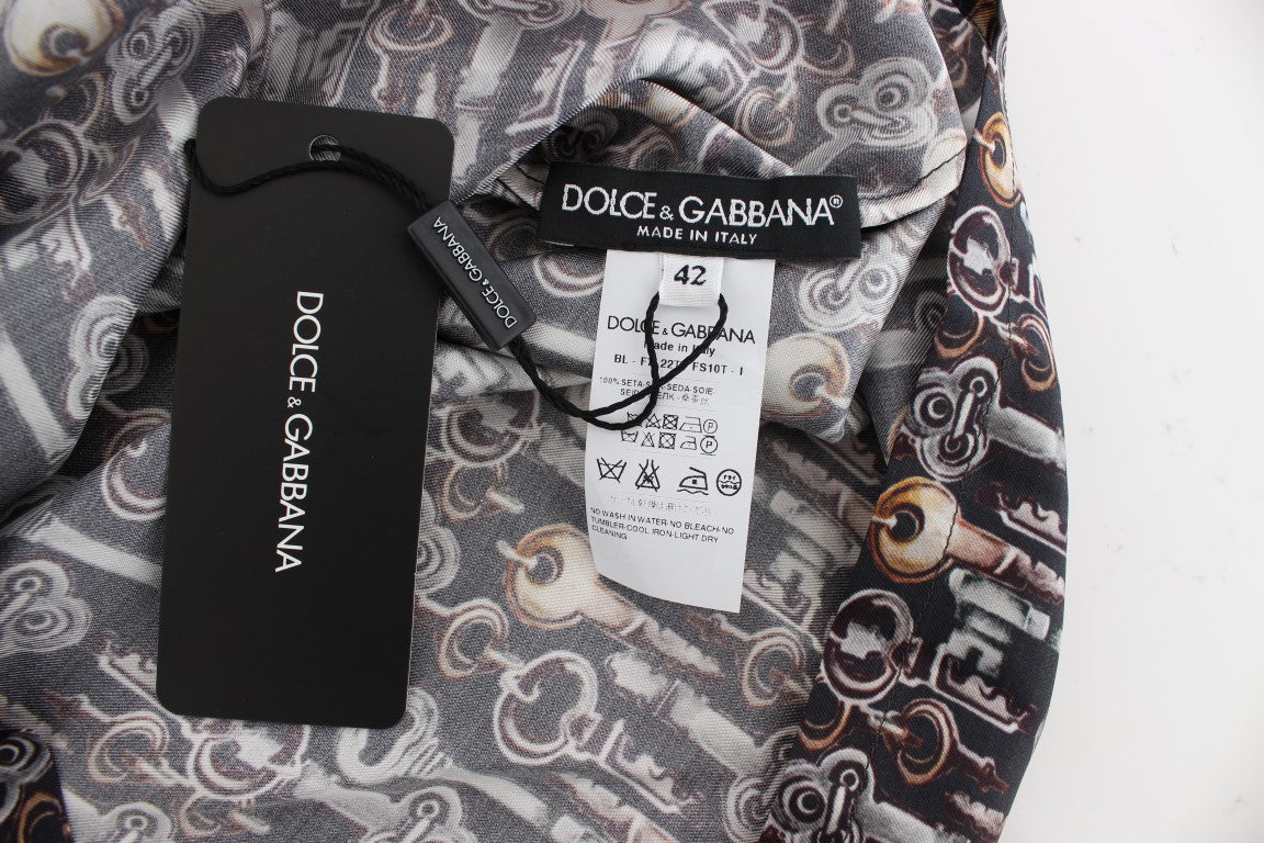Blusa de seda Sicilia Encantada con estampado de llaves