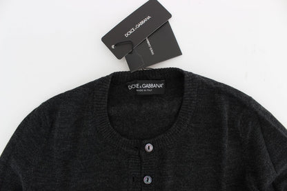 Elegante suéter tipo cárdigan de lana gris