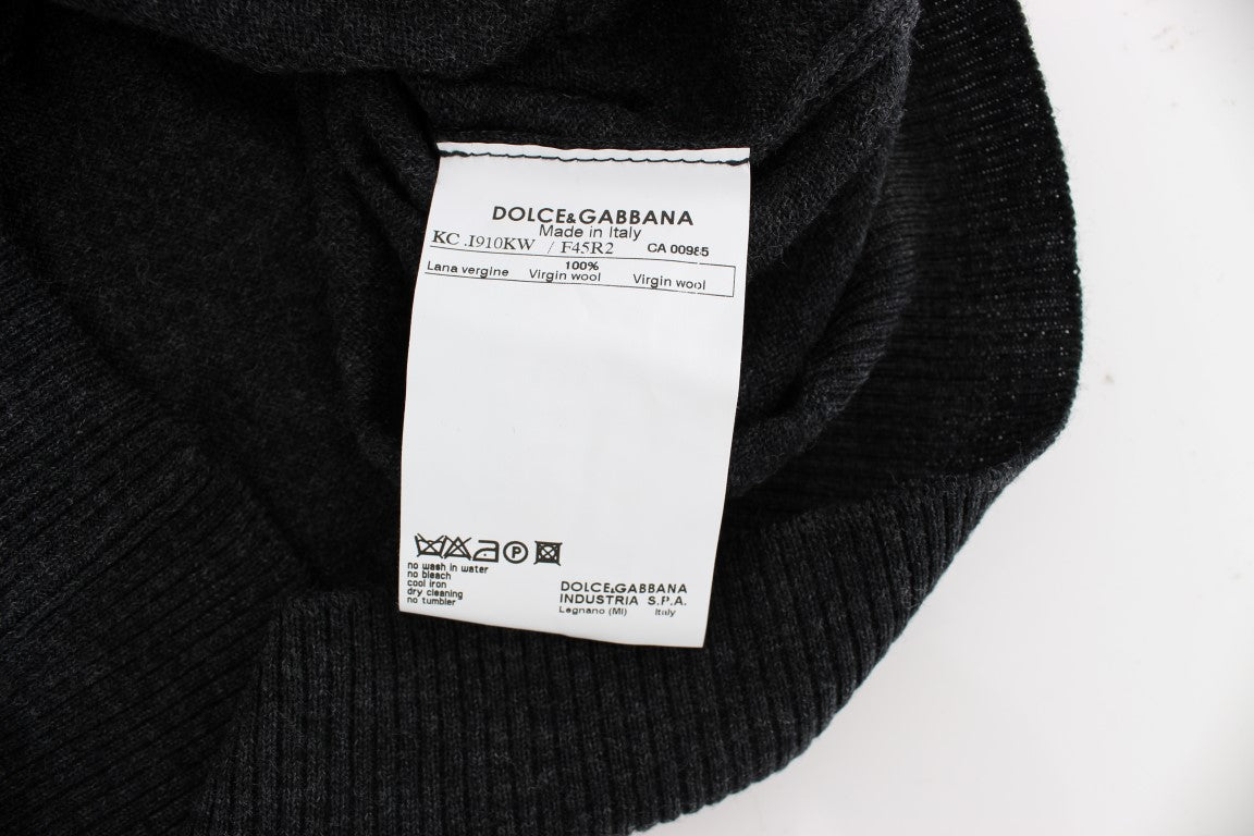 Elegante suéter tipo cárdigan de lana gris