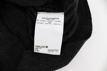 Elegante suéter tipo cárdigan de lana gris