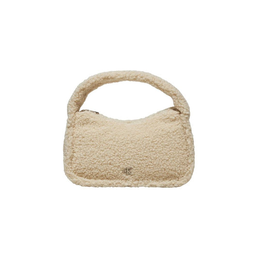 Bolso de mano de poliéster color crema