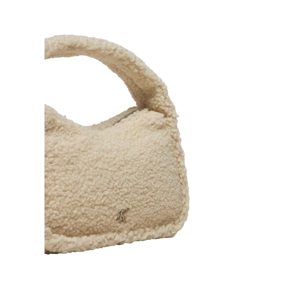 Bolso de mano de poliéster color crema