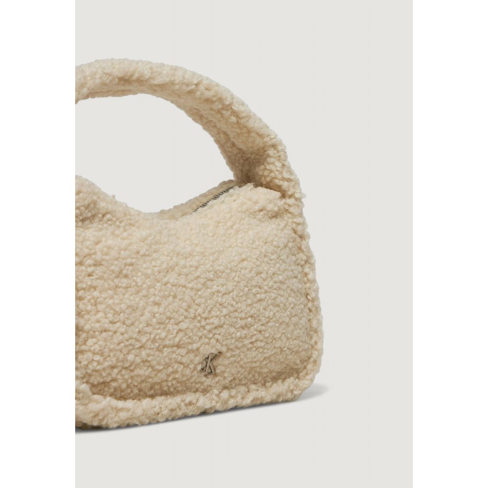 Bolso de mano de poliéster color crema