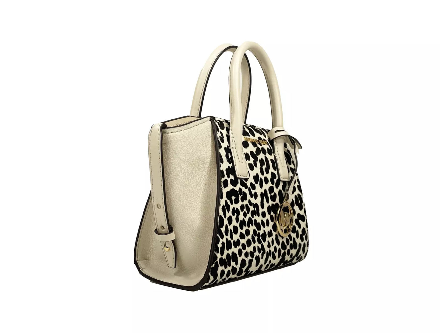 Bolso bandolera Avril XS color crema con estampado de guepardo