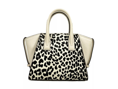 Bolso bandolera Avril XS color crema con estampado de guepardo