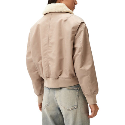Chaquetas y abrigos de poliéster beige