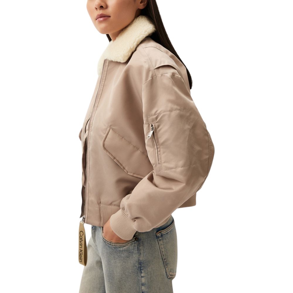 Chaquetas y abrigos de poliéster beige