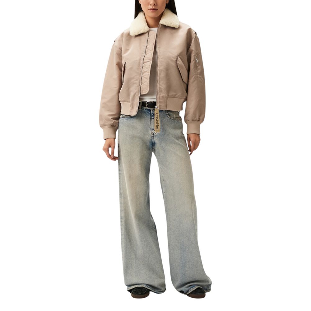 Chaquetas y abrigos de poliéster beige