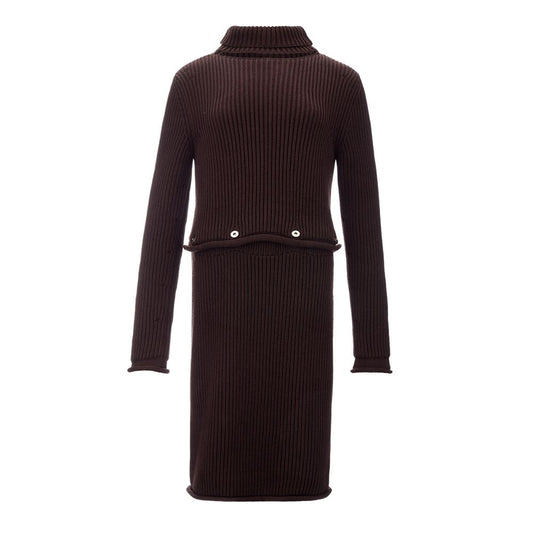 Elegante vestido marrón de viscosa