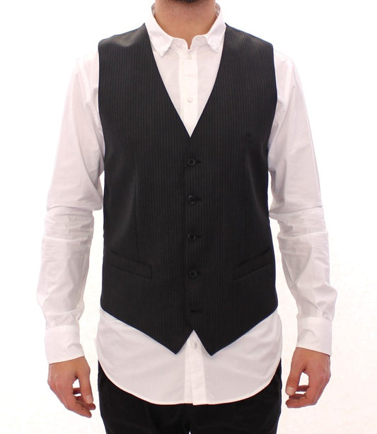 Elegante chaleco de vestir a rayas grises