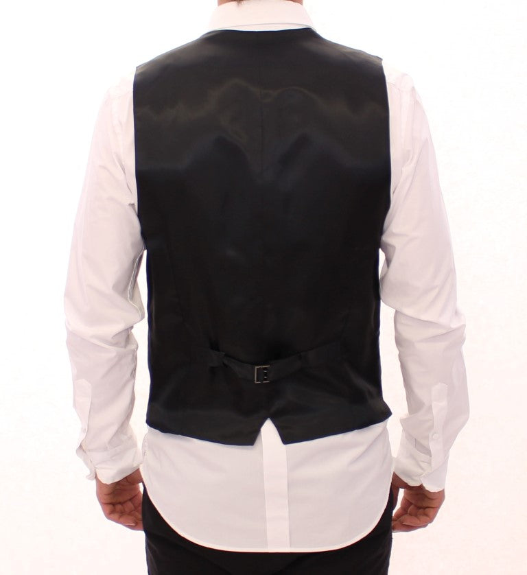 Elegante chaleco de vestir a rayas grises